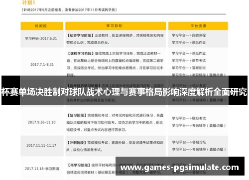 杯赛单场决胜制对球队战术心理与赛事格局影响深度解析全面研究 杯赛单场决胜制对球队战术心理与赛事格局影响深度解析全面研究